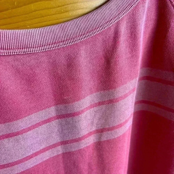 GAP Striped Boxy Scoop Neck ‘Worn’ look Washed Out Pink-Red Color Size M - Picture 2 of 8